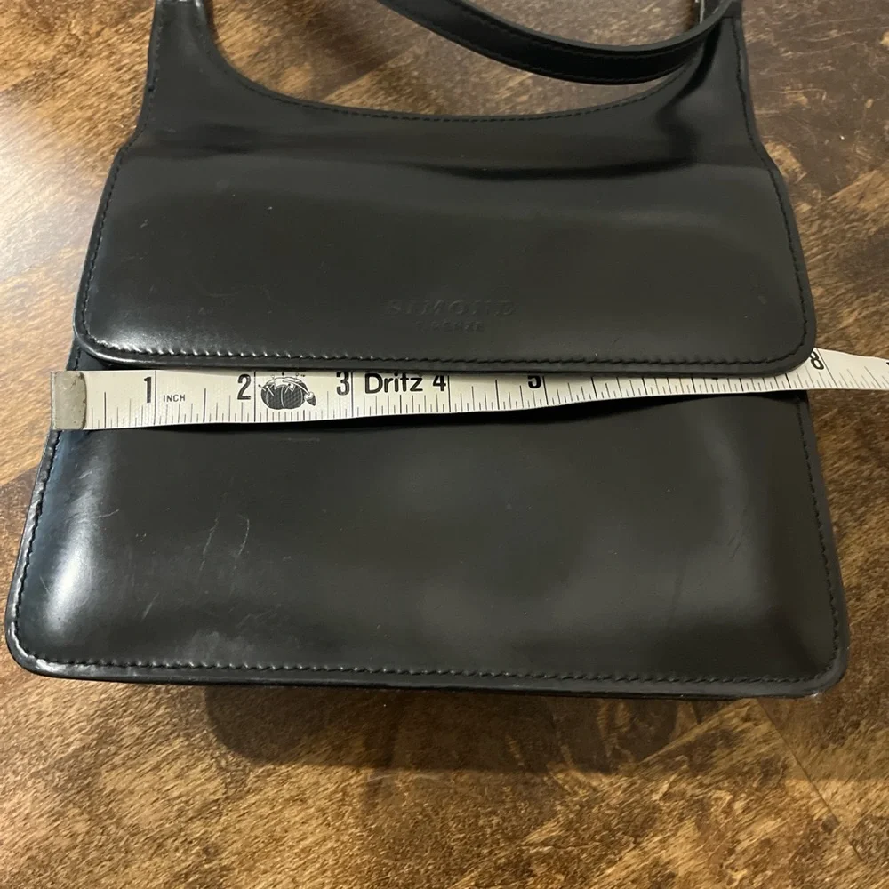 Elegant Black Italian Leather small Hobo Bag